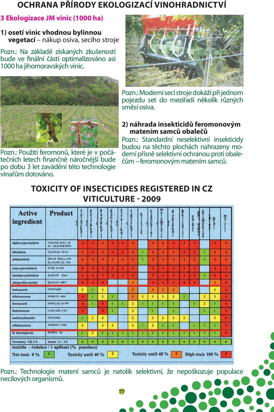 : Použití feromonů, které je v počátečních letech finančně náročnější bude po dobu 3 let zavádění této technologie vinařům dotováno. Pozn.