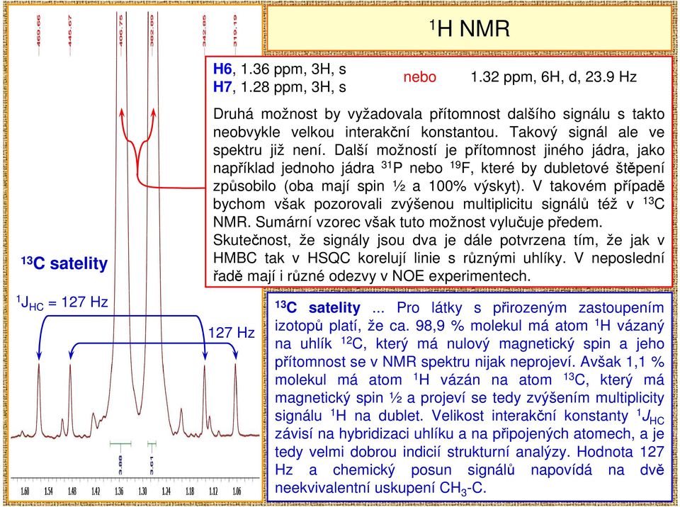 V takovém případě bychom však pozorovali zvýšenou multiplicitu signálů též v 13 C NMR. Sumární vzorec však tuto možnost vylučuje předem.
