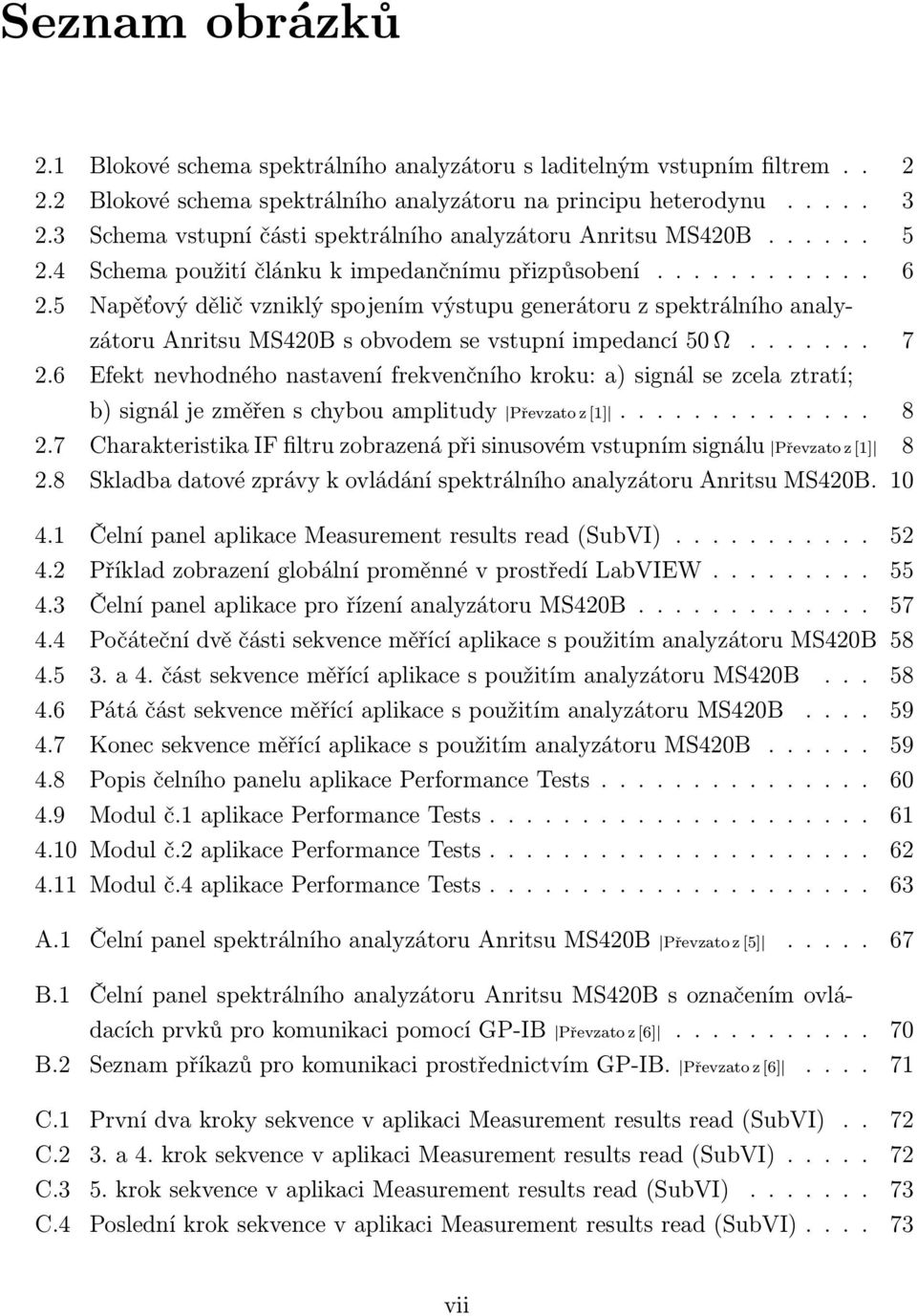 5 Napěťový dělič vzniklý spojením výstupu generátoru z spektrálního analyzátoru Anritsu MS420B s obvodem se vstupní impedancí 50 Ω....... 7 2.