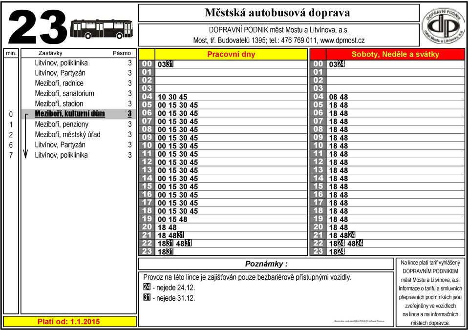 4 48 48 48 48 DOPRAVNÍ PODNIK Most, tř. Budovatelů 9; tel.