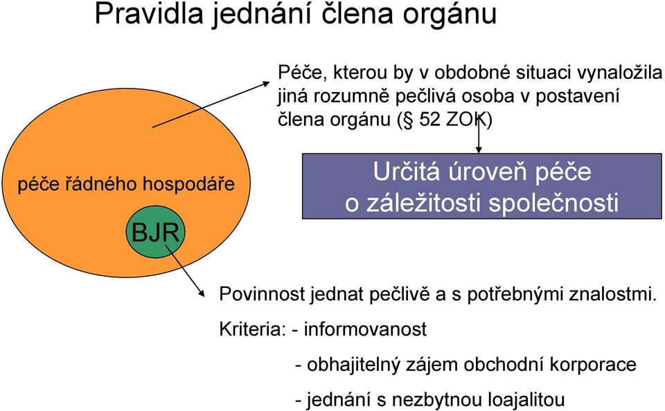 péče o záležitosti společnosti Povinnost jednat pečlivě a s potřebnými znalostmi.