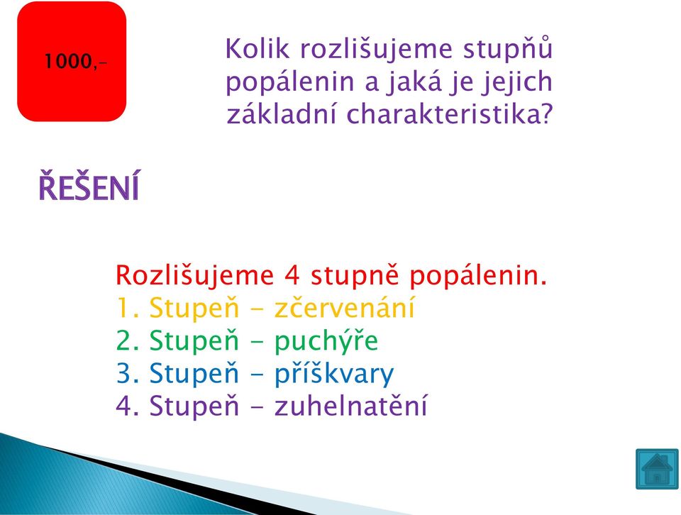 Rozlišujeme 4 stupně popálenin. 1.