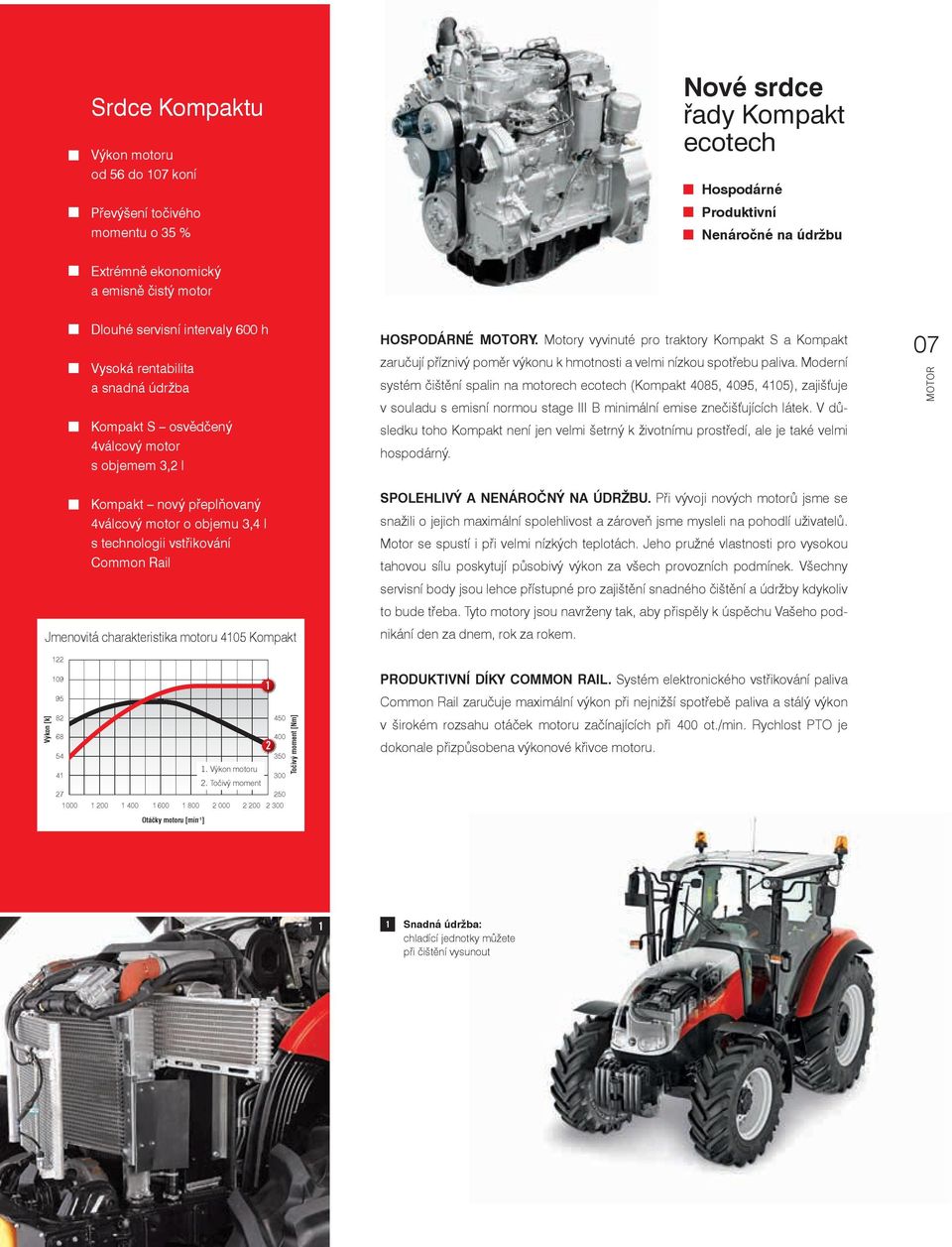 Common Rail Jmenovitá charakteristika motoru 405 Kompakt Výkon [k] 09 95. Power. Torque 8 450 68 400 54 350. Výkon motoru 4 300.