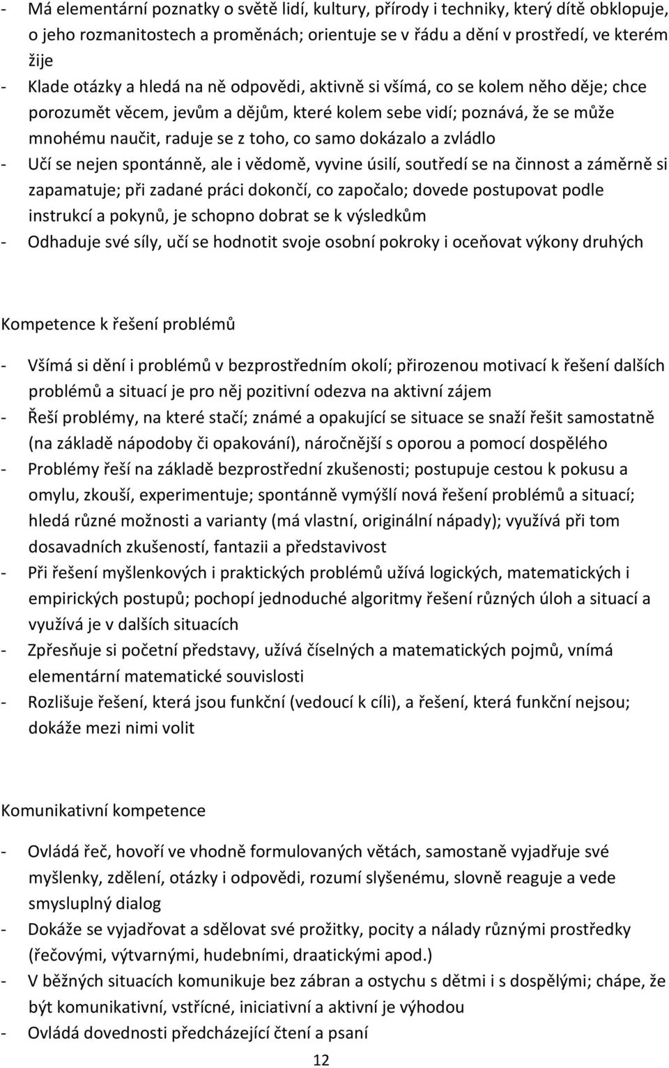 zvládlo - Učí se nejen spontánně, ale i vědomě, vyvine úsilí, soutředí se na činnost a záměrně si zapamatuje; při zadané práci dokončí, co započalo; dovede postupovat podle instrukcí a pokynů, je