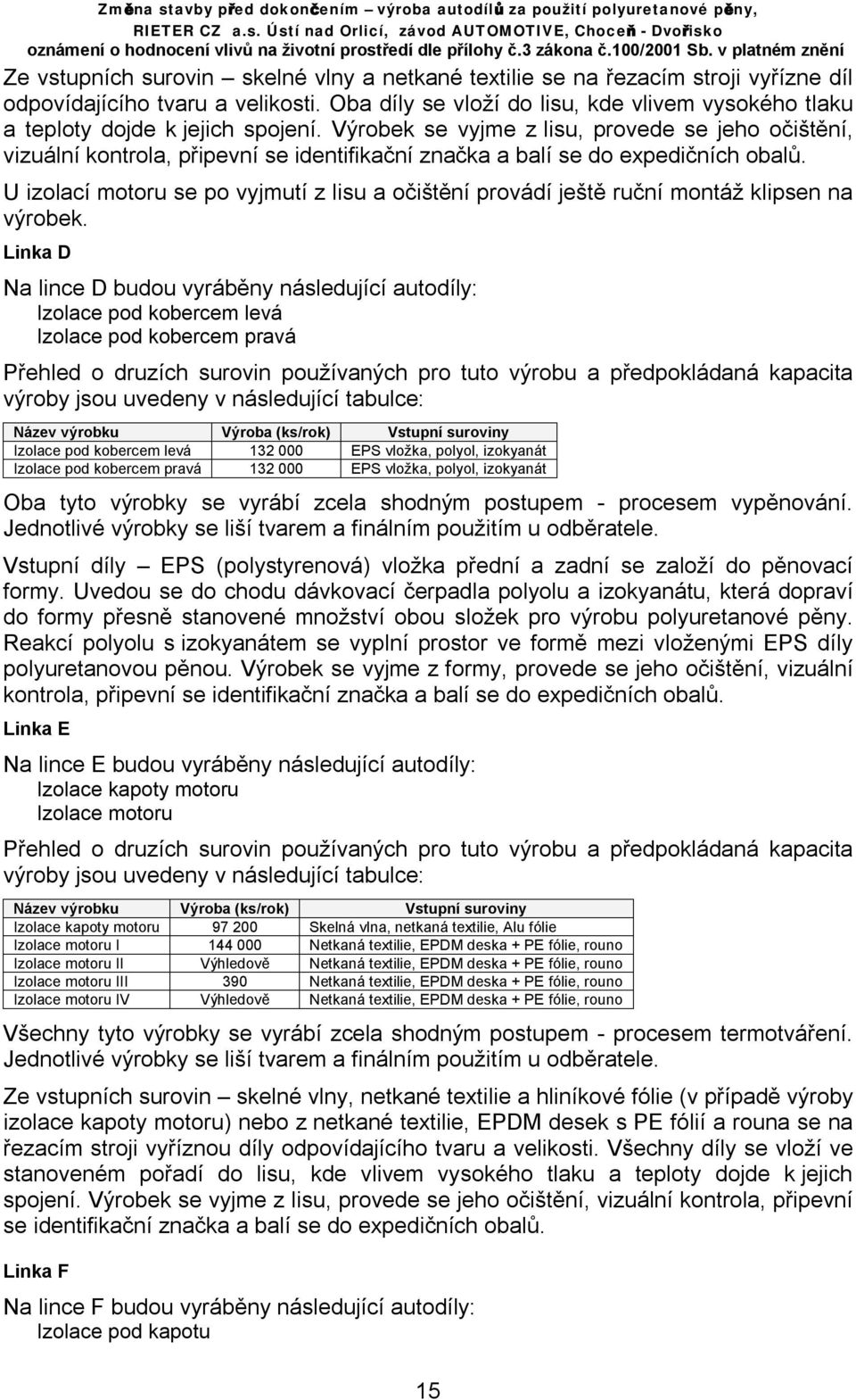 Výrobek se vyjme z lisu, provede se jeho očištění, vizuální kontrola, připevní se identifikační značka a balí se do expedičních obalů.