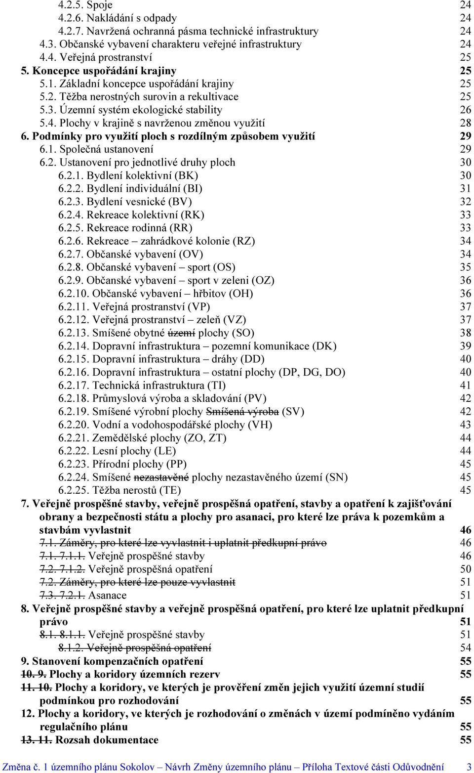 Plochy v krajině s navrženou změnou využití 28 6. Podmínky pro využití ploch s rozdílným způsobem využití 29 6.1. Společná ustanovení 29 6.2. Ustanovení pro jednotlivé druhy ploch 30 6.2.1. Bydlení kolektivní (BK) 30 6.