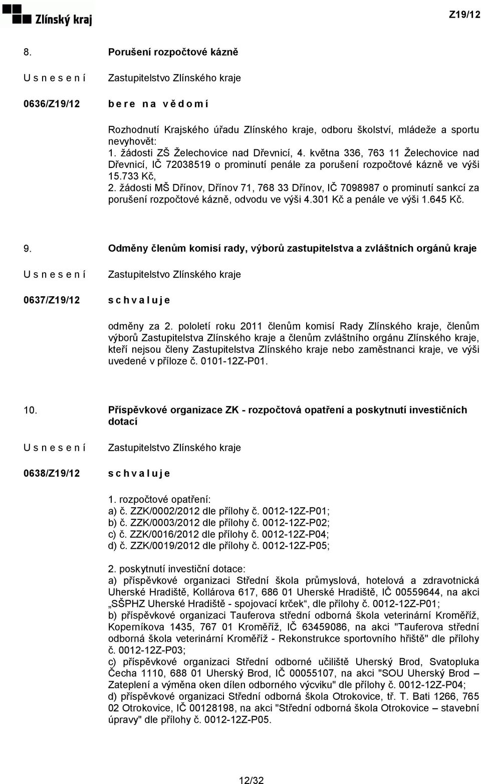 žádosti MŠ Dřínov, Dřínov 71, 768 33 Dřínov, IČ 7098987 o prominutí sankcí za porušení rozpočtové kázně, odvodu ve výši 4.301 Kč a penále ve výši 1.645 Kč. 9.