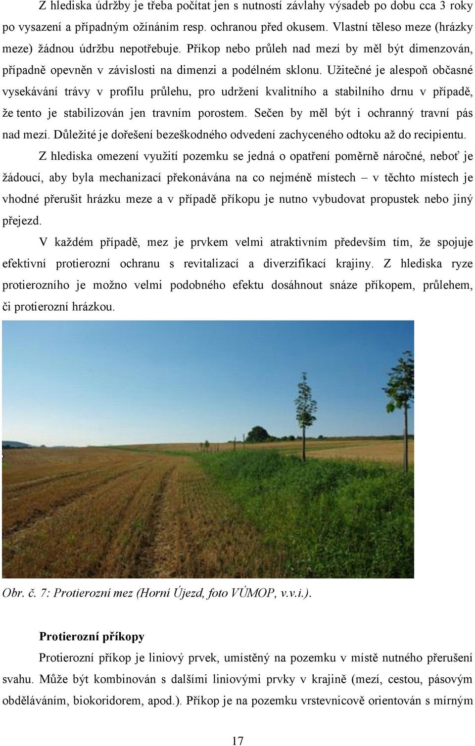 Užitečné je alespoň občasné vysekávání trávy v profilu průlehu, pro udržení kvalitního a stabilního drnu v případě, že tento je stabilizován jen travním porostem.