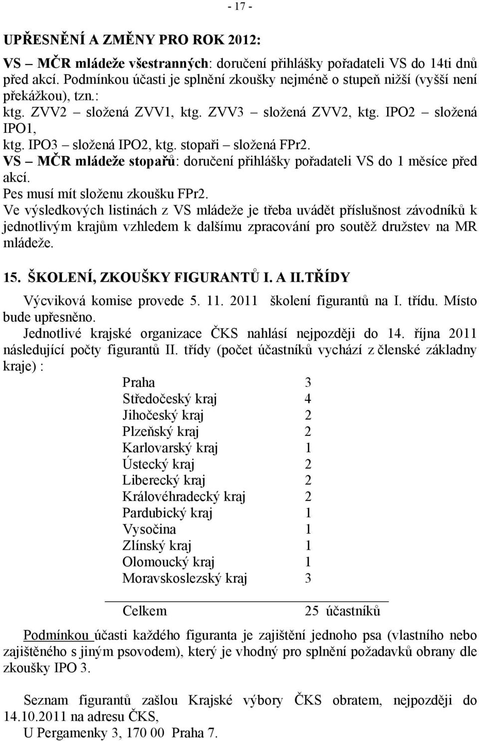 stopaři složená FPr2. VS MČR mládeže stopařů: doručení přihlášky pořadateli VS do 1 měsíce před akcí. Pes musí mít složenu zkoušku FPr2.