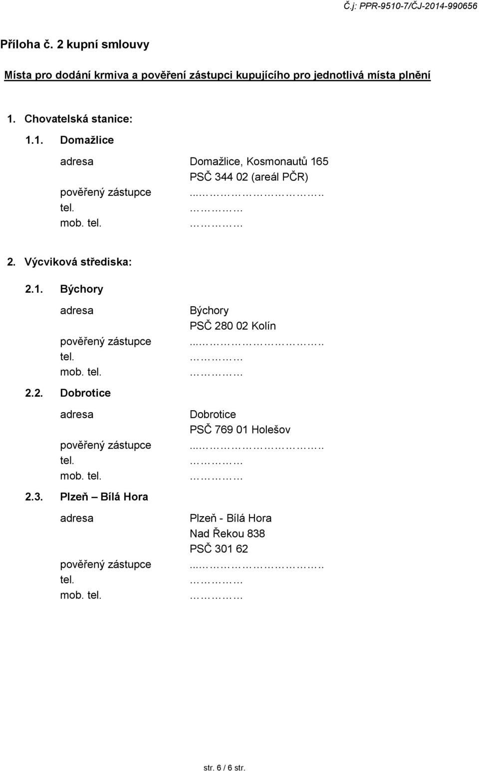 .... 2.2. Dobrotice adresa pověřený zástupce Dobrotice PSČ 769 01 Holešov..... 2.3.