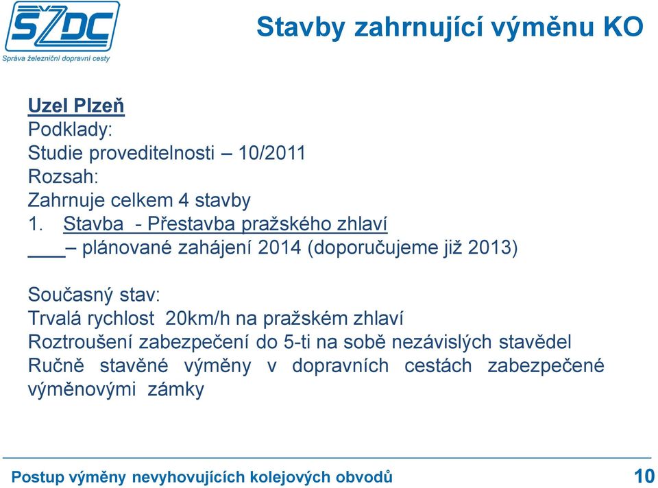 Stavba - Přestavba pražského zhlaví plánované zahájení 2014 (doporučujeme již 2013) Současný