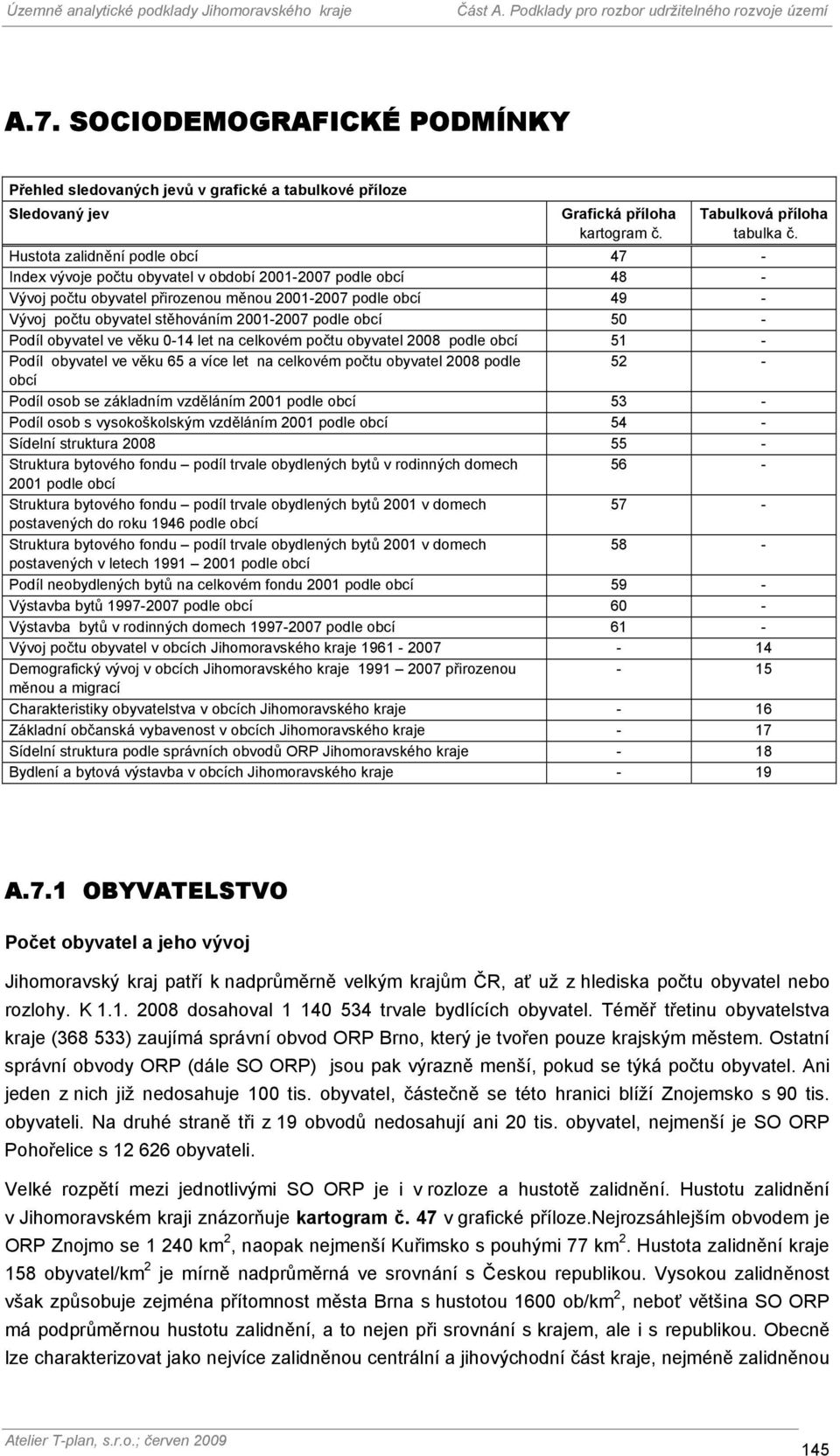 2001-2007 podle obcí 50 - Podíl obyvatel ve věku 0-14 let na celkovém počtu obyvatel 2008 podle obcí 51 - Podíl obyvatel ve věku 65 a více let na celkovém počtu obyvatel 2008 podle 52 - obcí Podíl