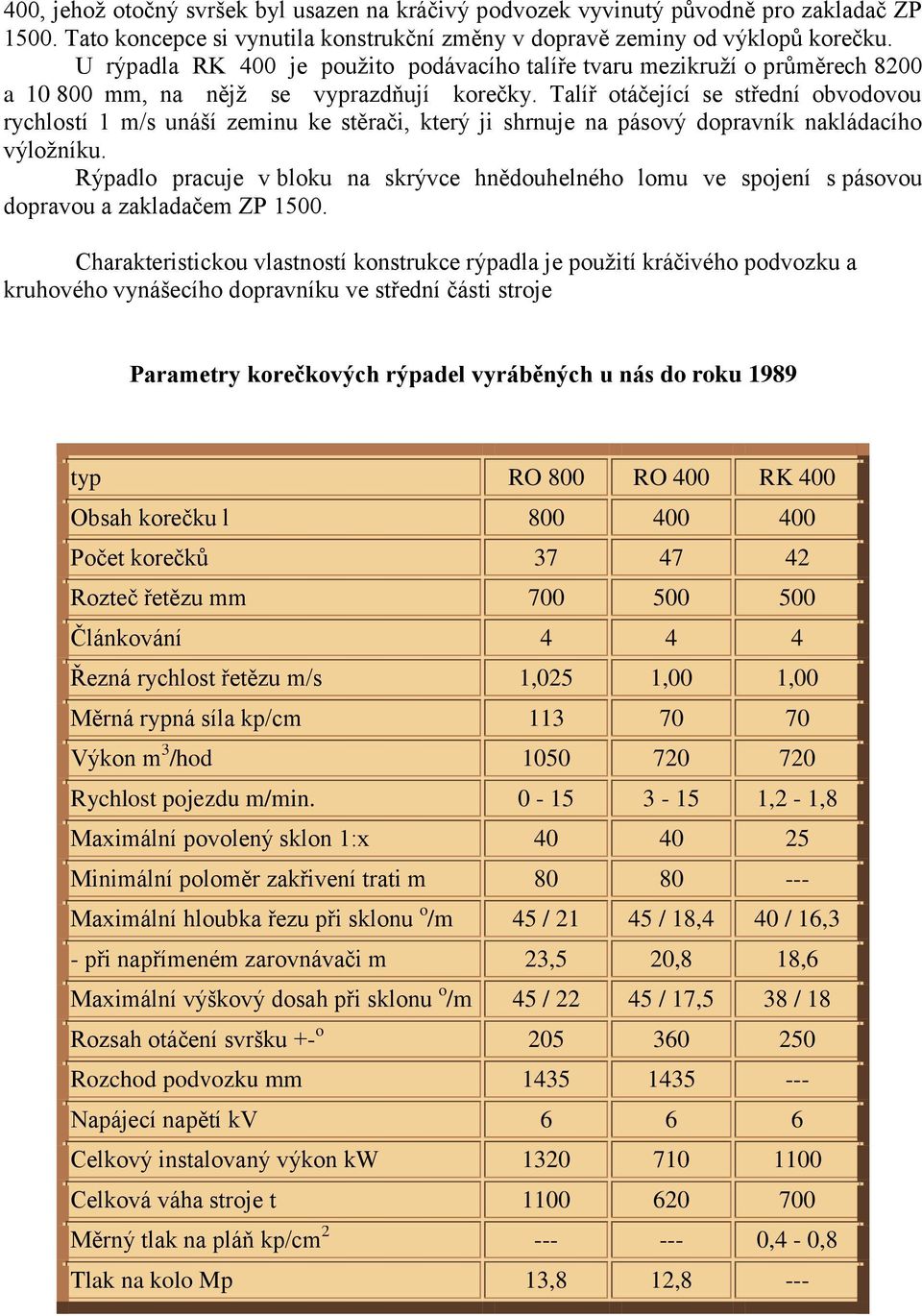 Talíř otáčející se střední obvodovou rychlostí 1 m/s unáší zeminu ke stěrači, který ji shrnuje na pásový dopravník nakládacího výloţníku.