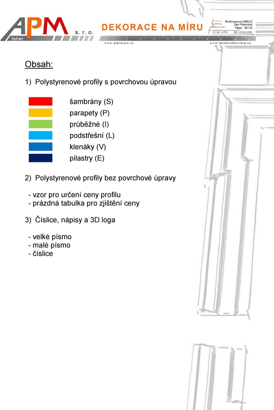 profily bez povrchové úpravy - vzor pro určení ceny profilu - prázdná tabulka