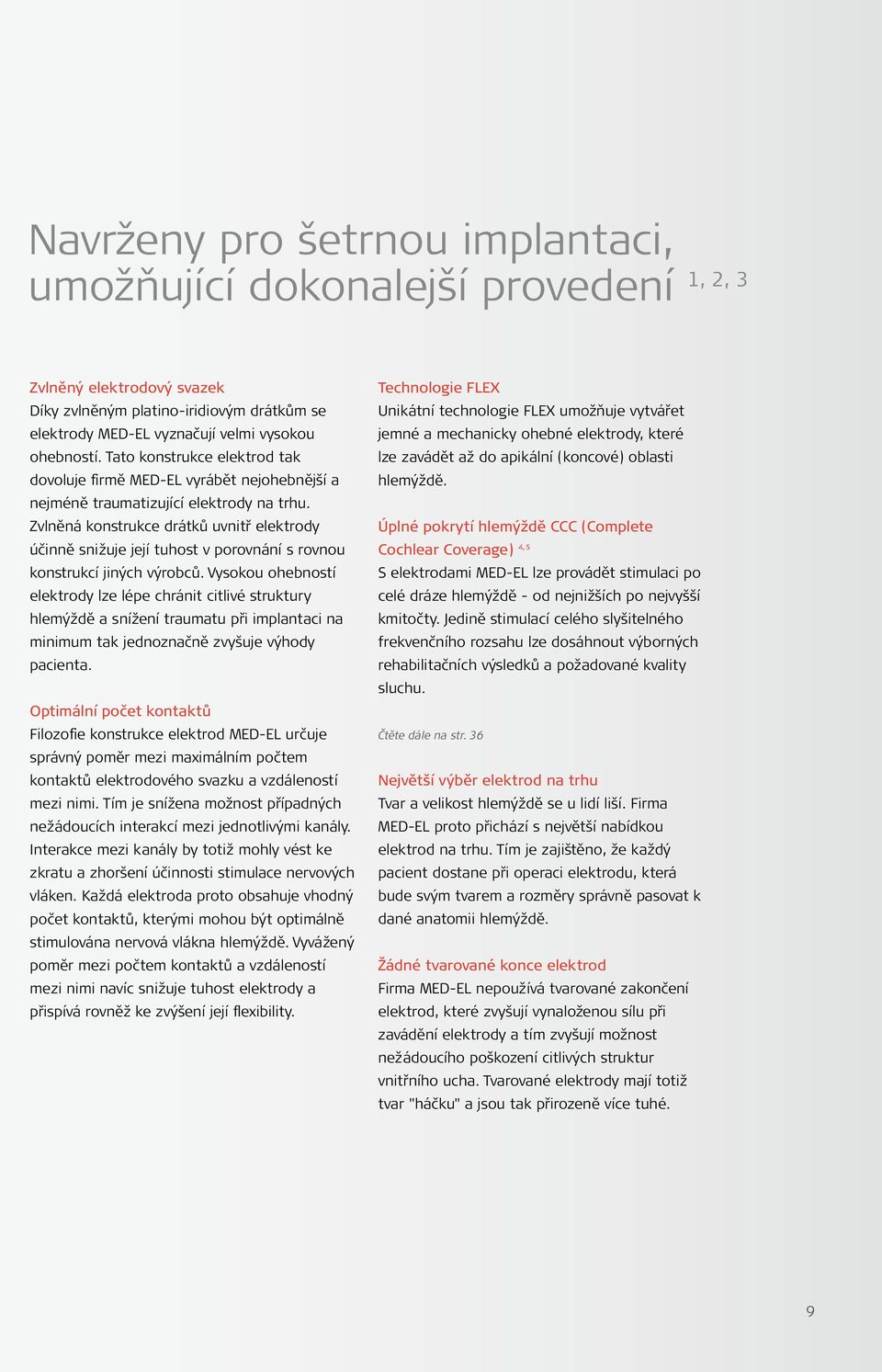 Zvlněná konstrukce drátků uvnitř elektrody účinně snižuje její tuhost v porovnání s rovnou konstrukcí jiných výrobců.