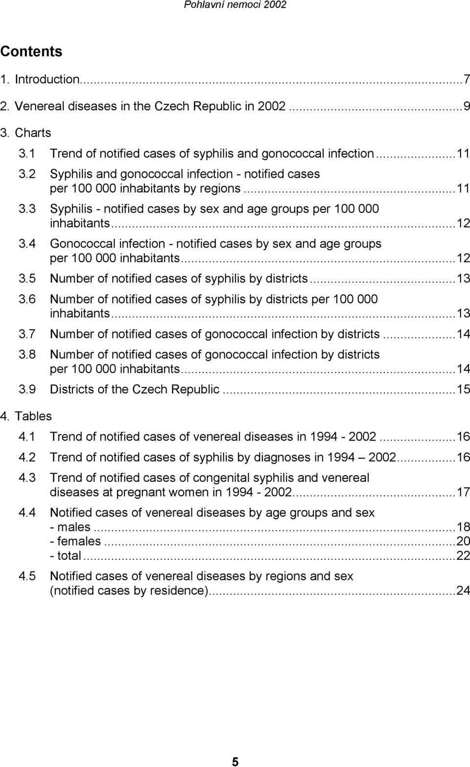 4 Gonococcal infection - notified cases by sex and age groups per 100 000 inhabitants...12 3.5 Number of notified cases of syphilis by districts...13 3.