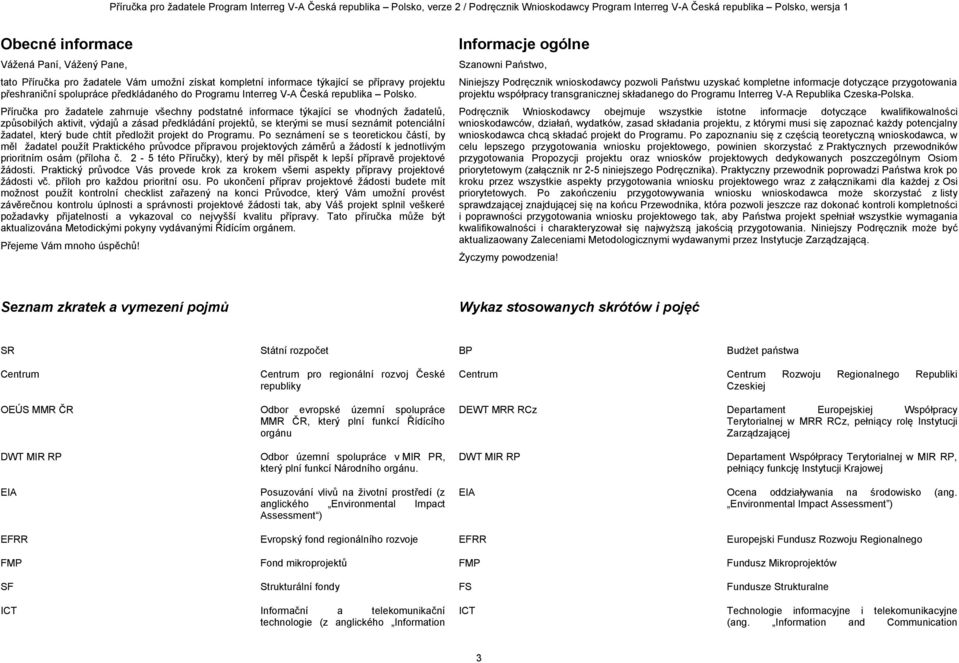 Příručka pro žadatele zahrnuje všechny podstatné informace týkající se vhodných žadatelů, způsobilých aktivit, výdajů a zásad předkládání projektů, se kterými se musí seznámit potenciální žadatel,