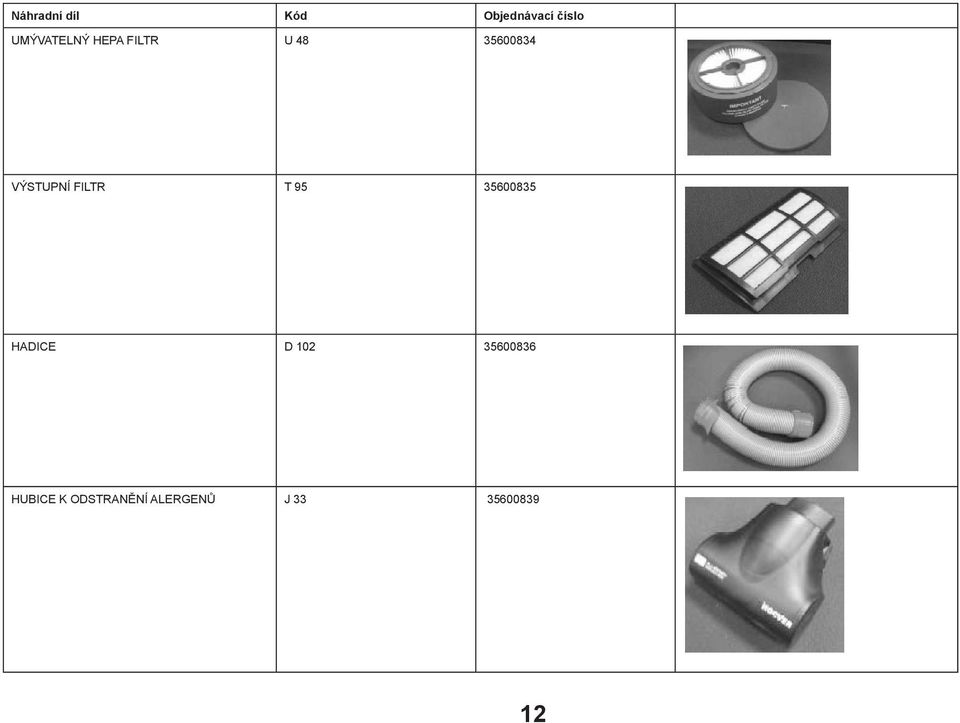 VÝSTUPNÍ FILTR T 95 35600835 HADICE D 102