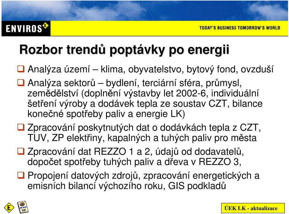 Zpracování poskytnutých dat o dodávkách tepla z CZT, TUV, ZP elektřiny, kapalných a tuhých paliv pro města Zpracování dat REZZO 1 a 2, údajů od