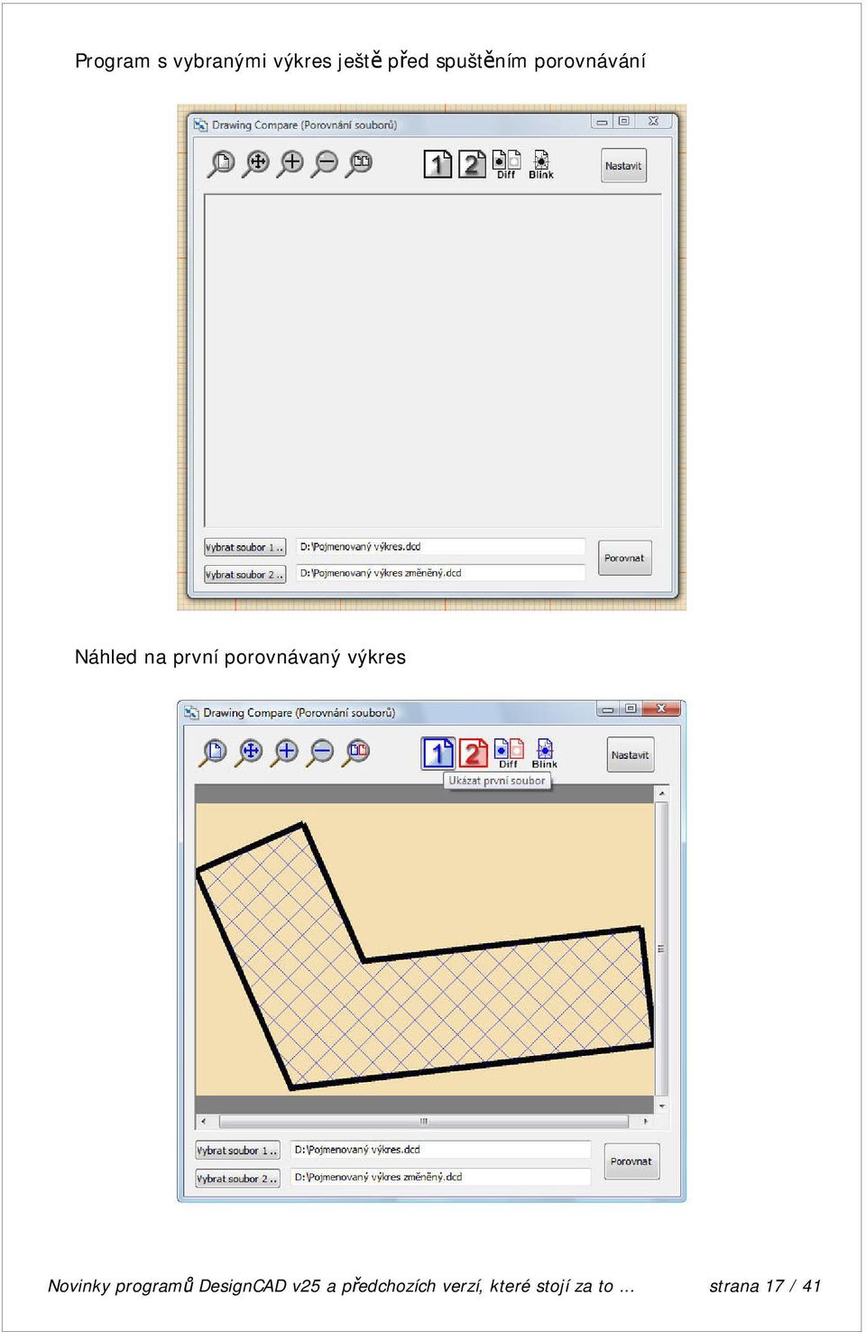 porovnávaný výkres Novinky programů DesignCAD