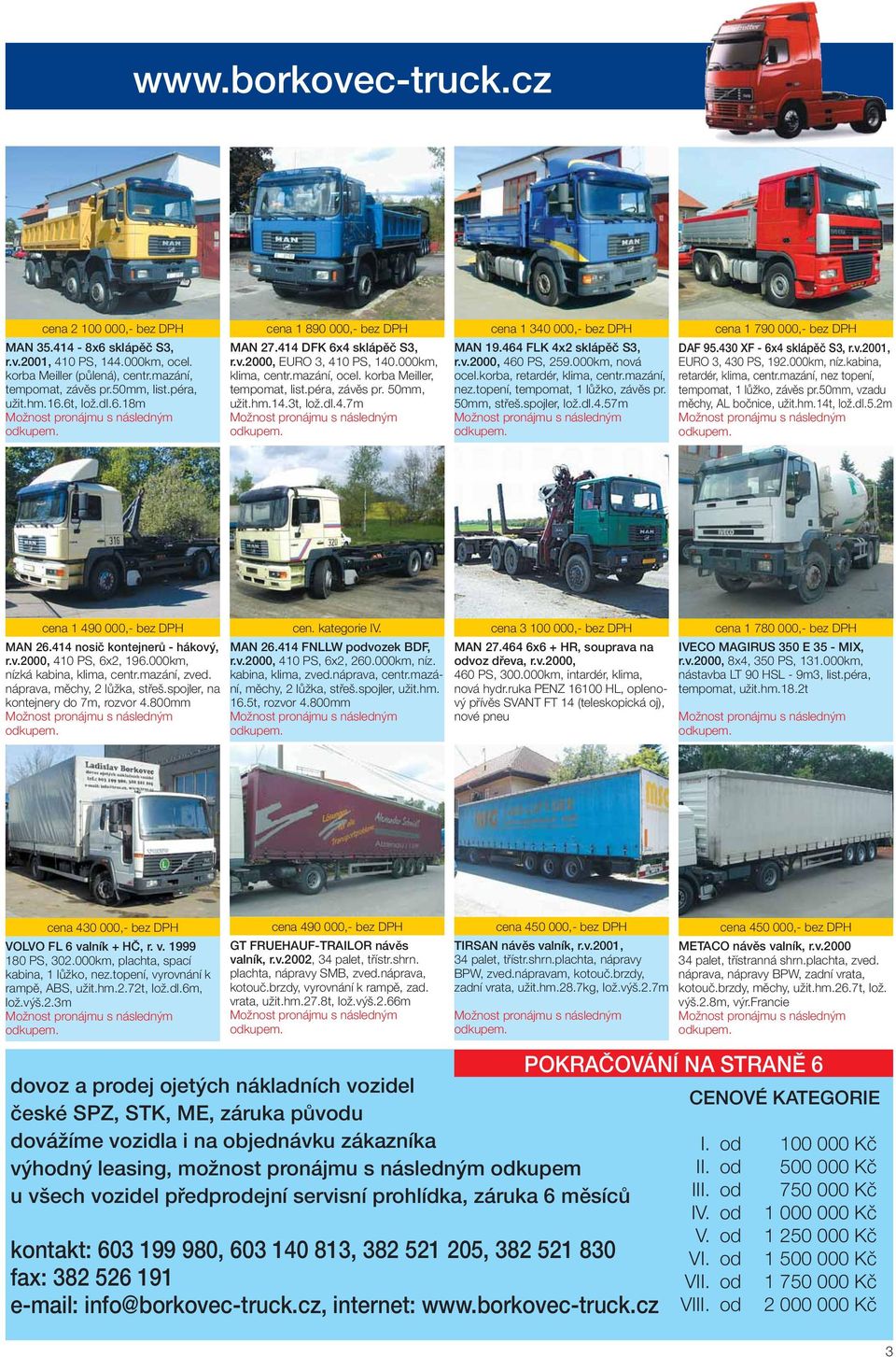 dl.4.7m cena 1 340 000,- bez DPH MAN 19.464 FLK 4x2 sklápěč S3, r.v.2000, 460 PS, 259.000km, nová ocel.korba, retardér, klima, centr.mazání, nez.topení, tempomat, 1 lůžko, závěs pr. 50mm, střeš.