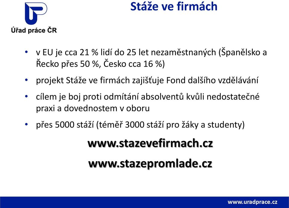 je boj proti odmítání absolventů kvůli nedostatečné praxi a dovednostem v oboru přes