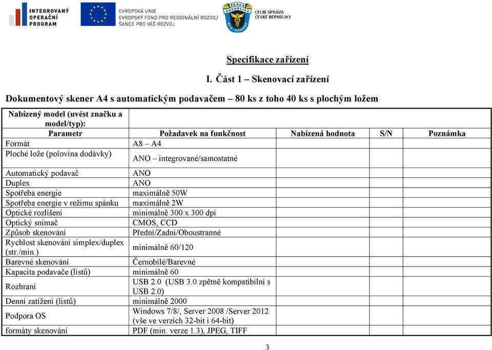 S/N Poznámka Formát A8 A4 Ploché lože (polovina dodávky) ANO integrované/samostatné Automatický podavač ANO Duplex ANO Spotřeba energie maximálně 50W Spotřeba energie v režimu spánku maximálně 2W