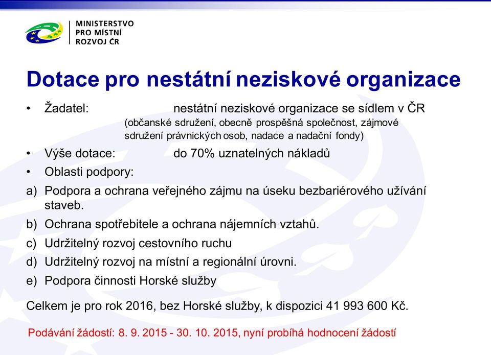 užívání staveb. b) Ochrana spotřebitele a ochrana nájemních vztahů. c) Udržitelný rozvoj cestovního ruchu d) Udržitelný rozvoj na místní a regionální úrovni.