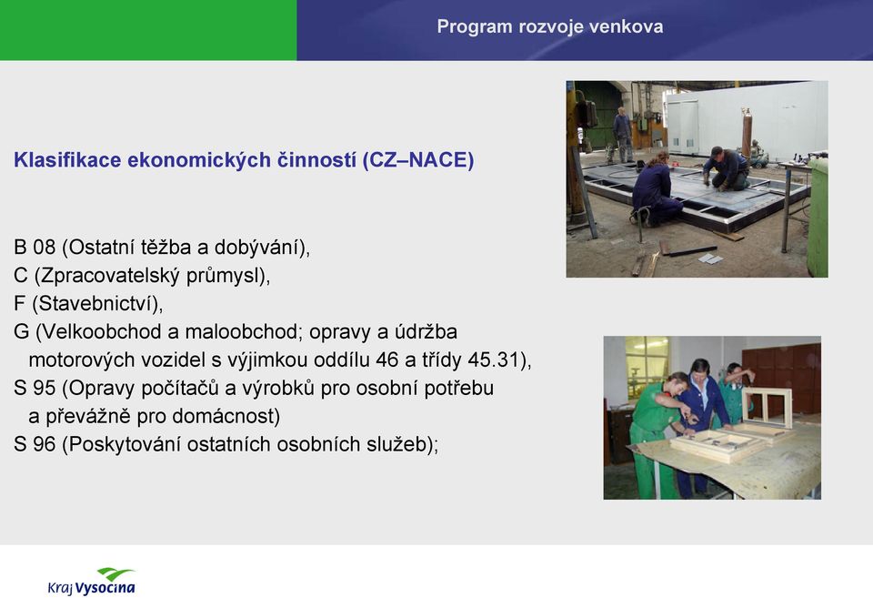 údržba motorových vozidel s výjimkou oddílu 46 a třídy 45.