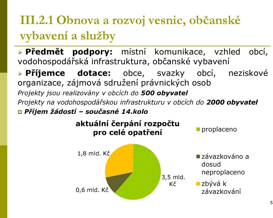 občanské vybavení Příjemce dotace: obce, svazky obcí, neziskové organizace, zájmová sdružení právnických osob Projekty jsou realizovány