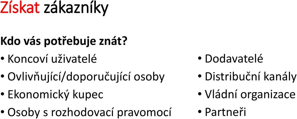 Ekonomický kupec Osoby s rozhodovací pravomocí