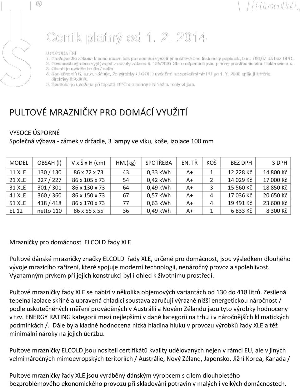 A+ 3 15 560 Kč 18 850 Kč 41 XLE 360 / 360 86 x 150 x 73 67 0,57 kwh A+ 4 17 036 Kč 20 650 Kč 51 XLE 418 / 418 86 x 170 x 73 77 0,63 kwh A+ 4 19 491 Kč 23 600 Kč EL 12 netto 110 86 x 55 x 55 36 0,49