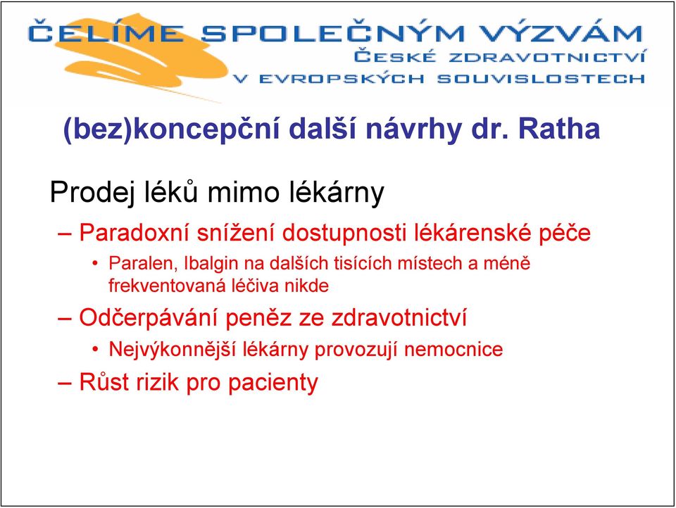 péče Paralen, Ibalgin na dalších tisících místech a méně frekventovaná