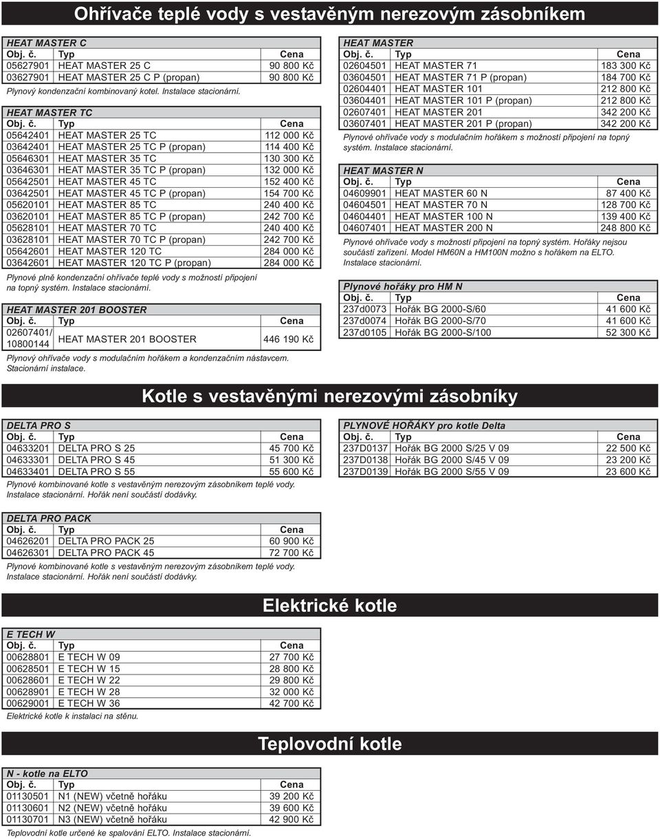 HEAT MASTER TC 05642401 HEAT MASTER 25 TC 112 000 Kč 03642401 HEAT MASTER 25 TC P (propan) 114 400 Kč 05646301 HEAT MASTER 35 TC 130 300 Kč 03646301 HEAT MASTER 35 TC P (propan) 132 000 Kč 05642501