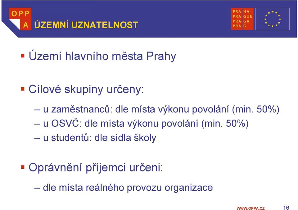 50%) u OSVČ: dle místa výkonu povolání (min.