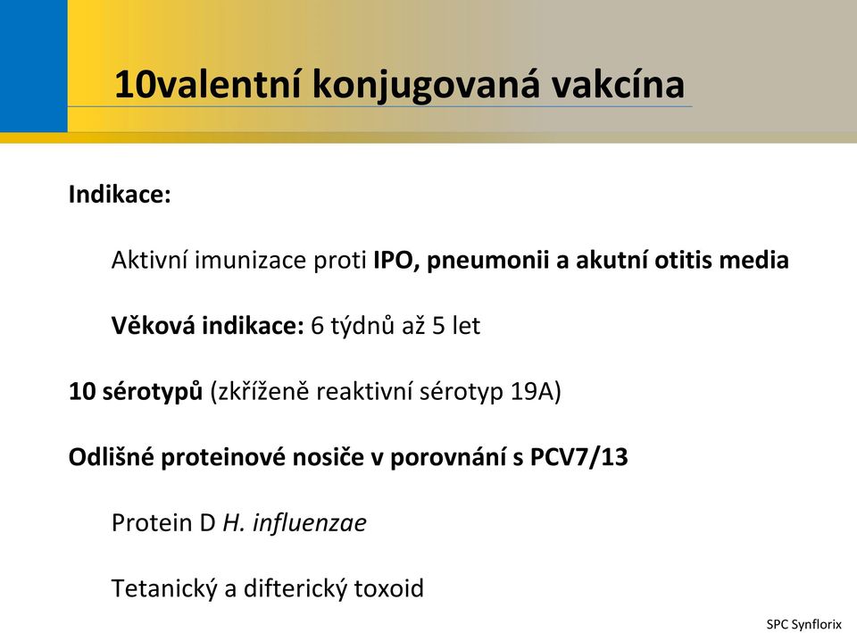 sérotypů (zkříženě reaktivní sérotyp 19A) Odlišné proteinové nosiče v