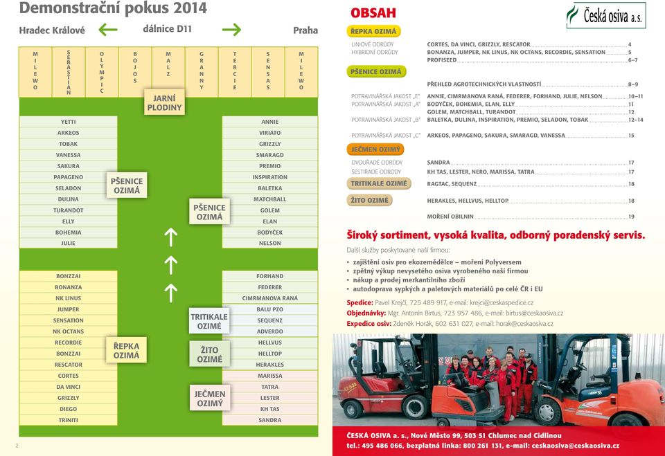 JAKOST ANNI, CIMRMANOVA RANÁ, FDRR, FORHAND, JULI, NLSON 10 11 POTRAVINÁŘSKÁ JAKOST A BODYČK, BOHMIA, LAN, LLY 11 GOLM, MATCHBALL, TURANDOT 12 POTRAVINÁŘSKÁ JAKOST B BALTKA, DULINA, INSPIRATION,