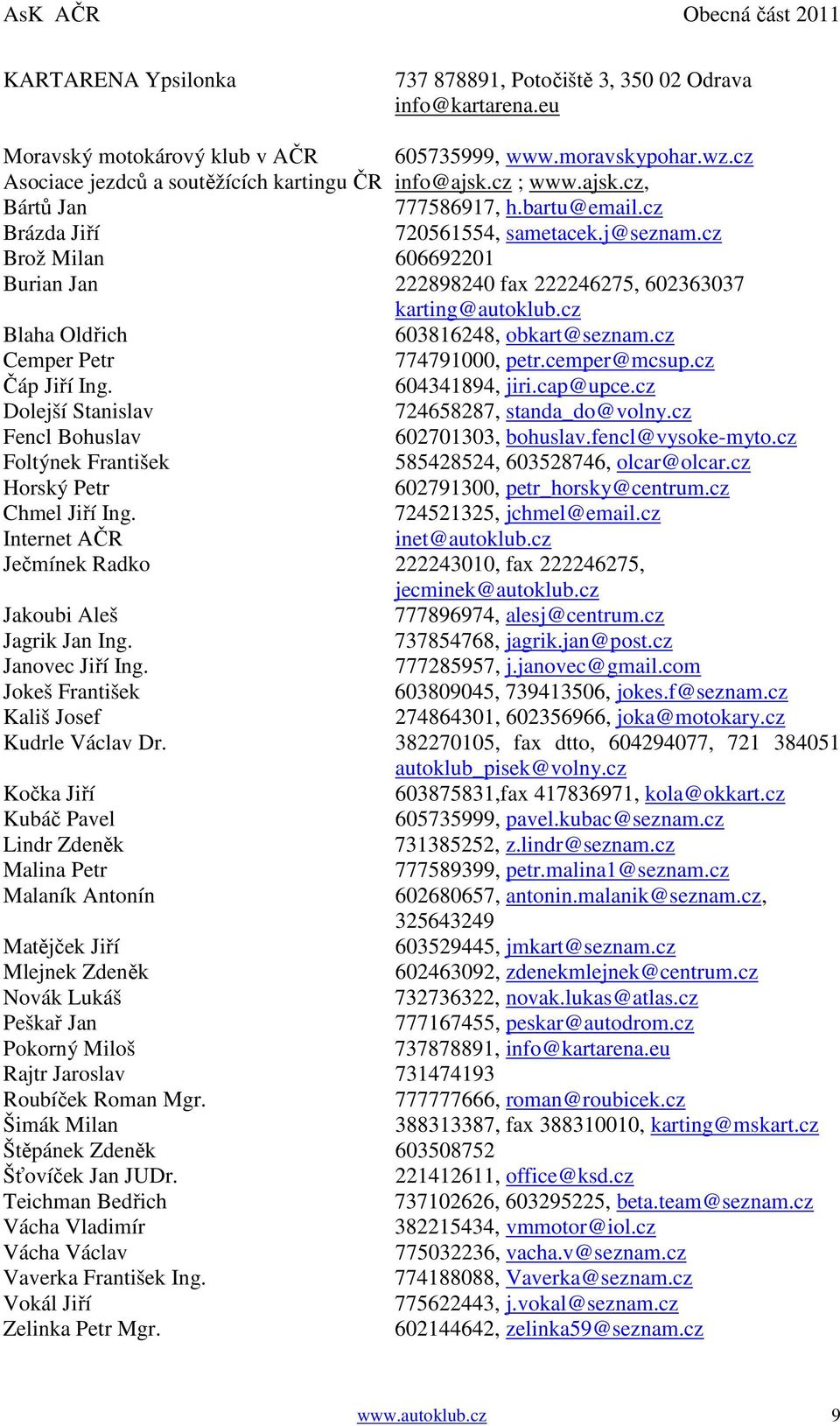 cz Blaha Oldřich 603816248, obkart@seznam.cz Cemper Petr 774791000, petr.cemper@mcsup.cz Čáp Jiří Ing. 604341894, jiri.cap@upce.cz Dolejší Stanislav 724658287, standa_do@volny.