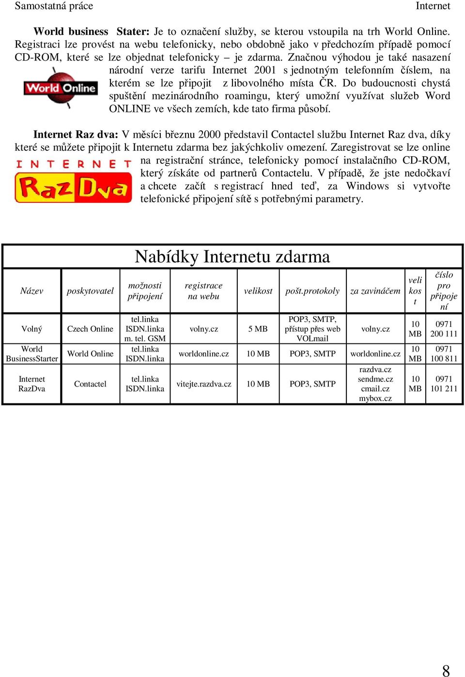 Znanou výhodou je také nasazení národní verze tarifu 2001 s jednotným telefonním íslem, na kterém se lze pipojit z libovolného místa R.