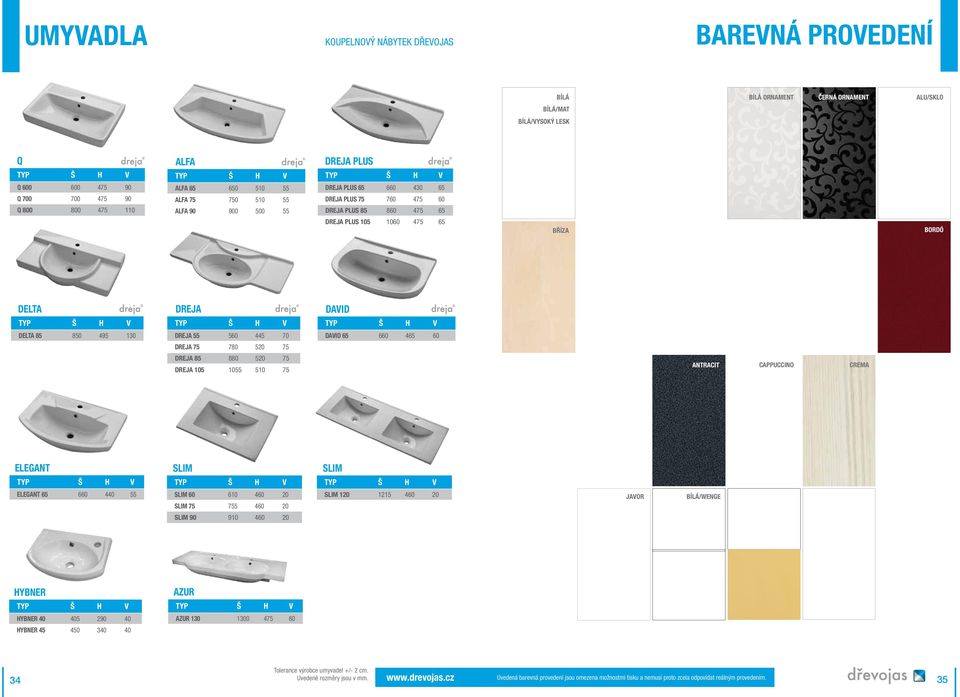 BŘÍZA CALVADOS ŠVESTKA WENGE TŘEŠEŇ BORDÓ DELTA TYP Š H V DREJA TYP Š H V DAVID TYP Š H V DELTA 85 850 495 130 DREJA 55 560 445 70 DAVID 65 660 465 60 DREJA 75 780 520 75 DREJA 85 880 520 75 DREJA