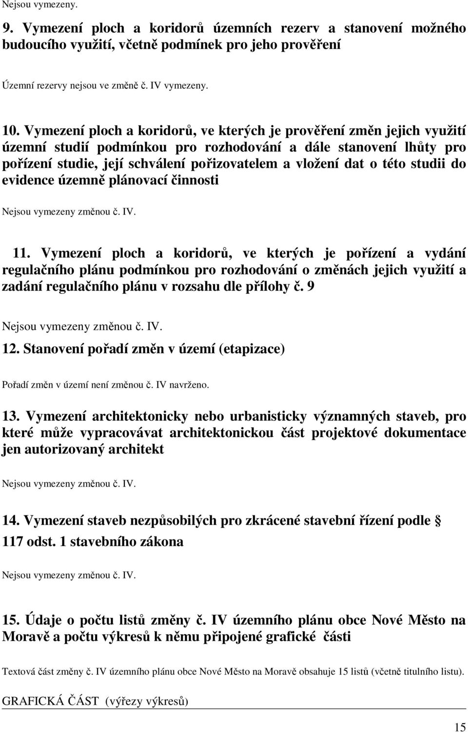 této studii do evidence územně plánovací činnosti Nejsou vymezeny změnou č. IV. 11.