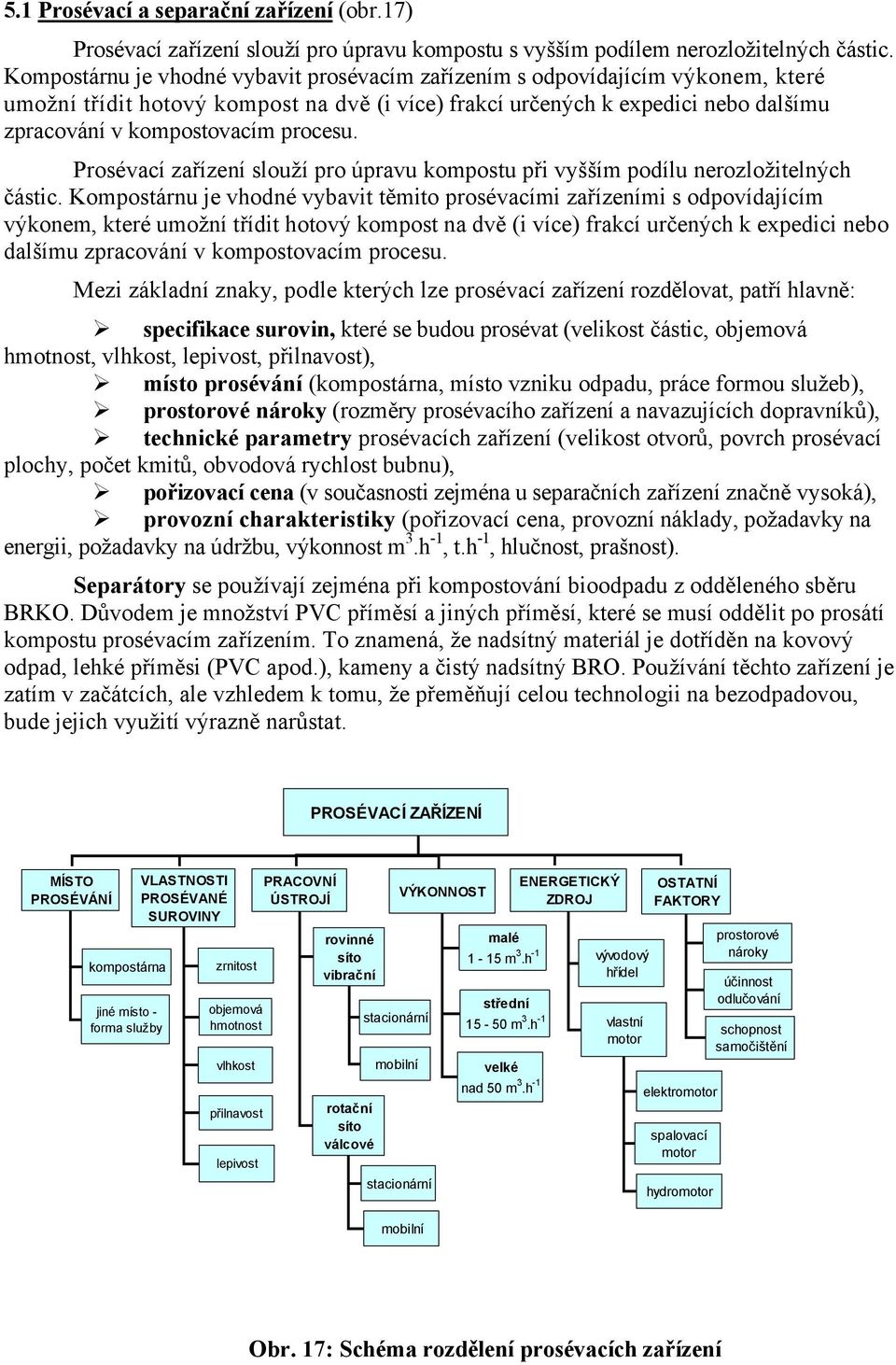 procesu. Prosévací zařízení slouží pro úpravu kompostu při vyšším podílu nerozložitelných částic.