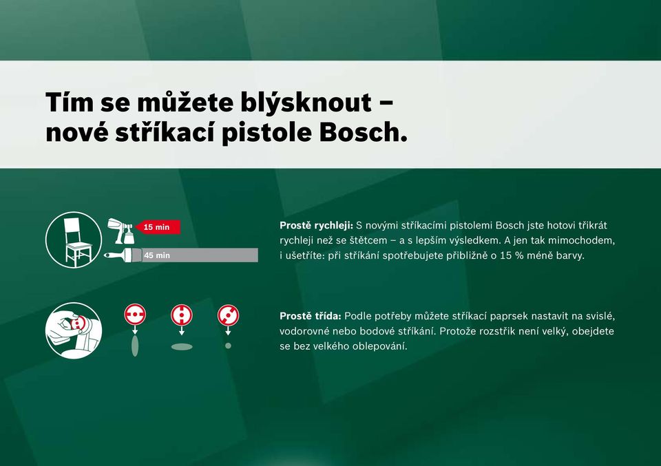 a s lepším výsledkem. A jen tak mimochodem, i ušetříte: při stříkání spotřebujete přibližně o 15 % méně barvy.