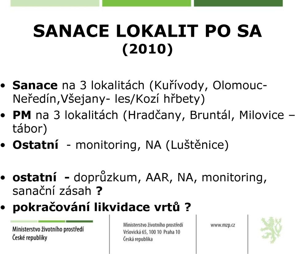 Bruntál, Milovice tábor) Ostatní - monitoring, NA (Luštěnice) ostatní