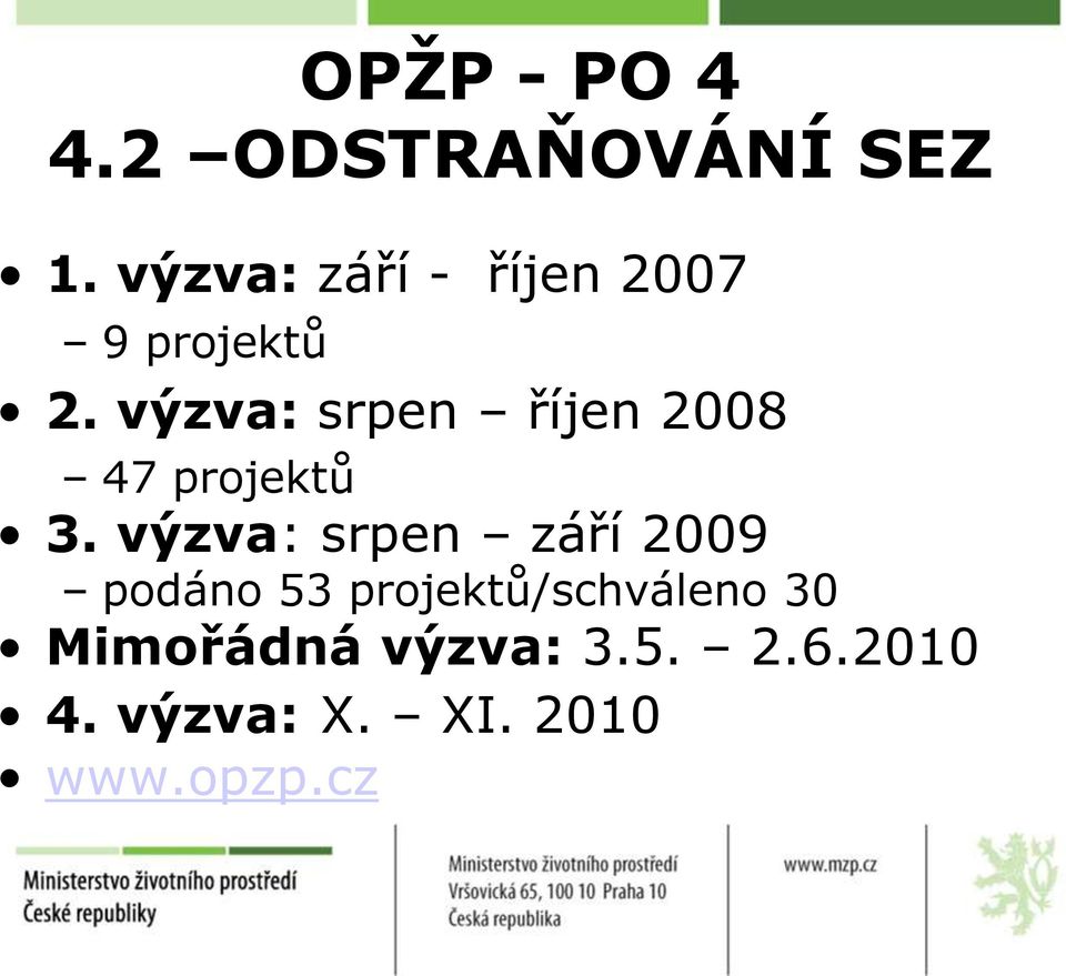 výzva: srpen říjen 2008 47 projektů 3.