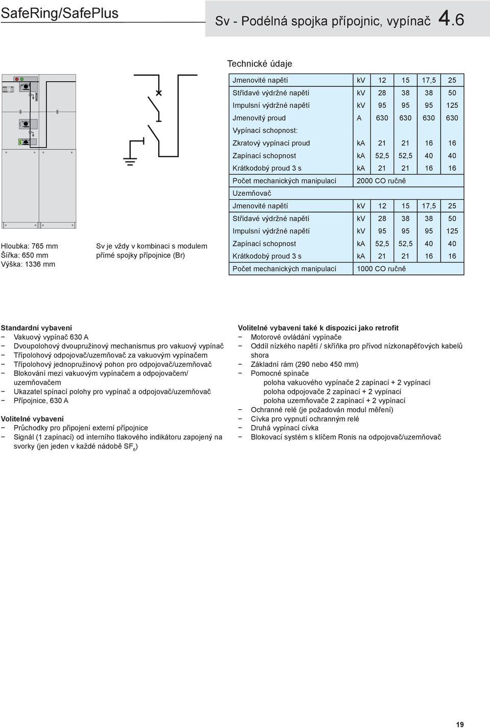 Impulsní výdržné napětí kv 95 95 95 125 Jmenovitý proud A 630 630 630 630 Vypínací schopnost: Zkratový vypínací proud ka 21 21 16 16 Zapínací schopnost ka 52,5 52,5 40 40 Krátkodobý proud 3 s ka 21