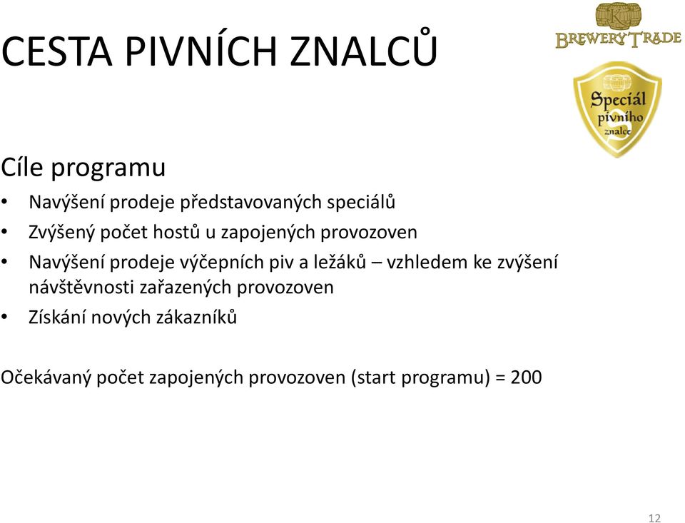 výčepních piv a ležáků vzhledem ke zvýšení návštěvnosti zařazených