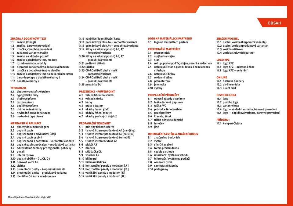 11 barvy logotypu a dodatkové barvy 1 1.12 dodatkové barvy 2 typografie 2.1 obecné typografické pojmy 2.2 typografické míry 2.3 titulkové písmo 2.4 textové písmo 2.5 doplňkové písmo 2.