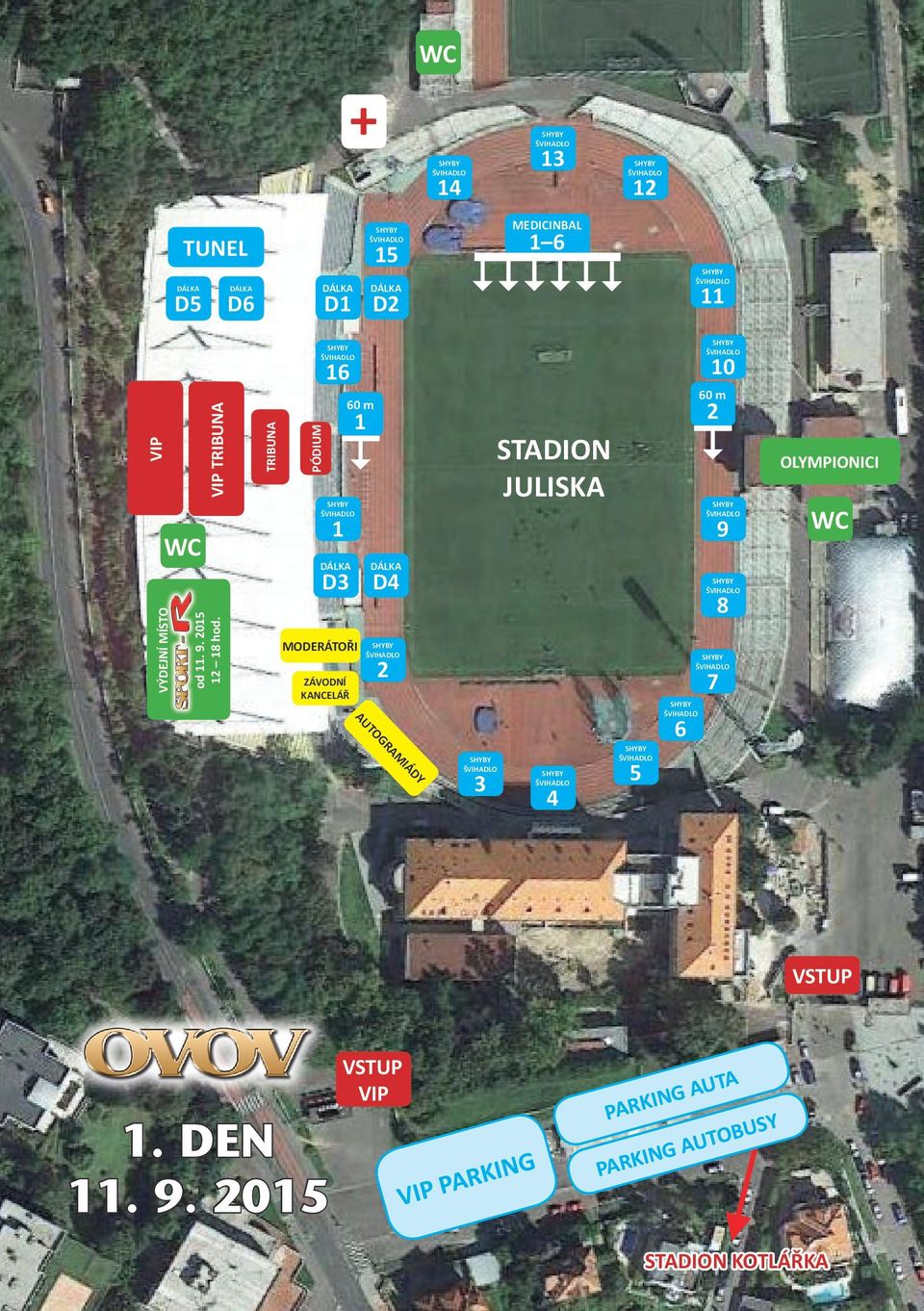TRIBUNA PÓDIUM 1 1 D3 MODERÁTOŘI ZÁVODNÍ KANCELÁŘ 0 m 1 D4 2 AUTOGRAMIÁDY 3