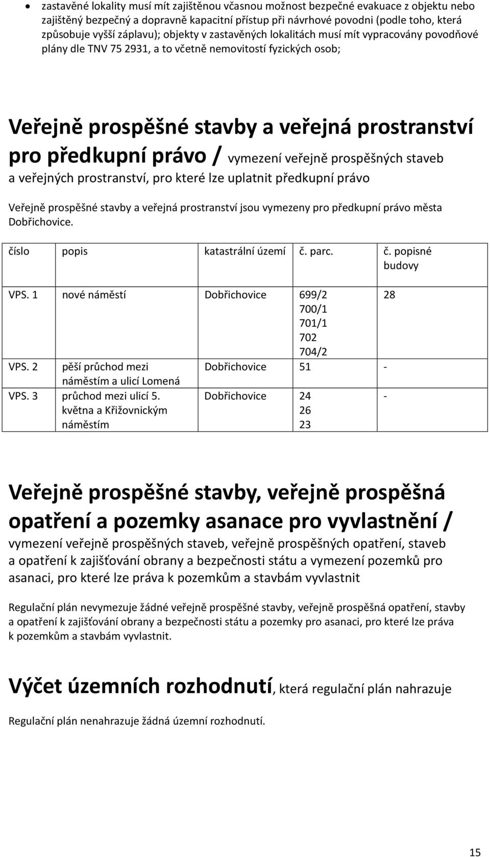právo / vymezení veřejně prospěšných staveb a veřejných prostranství, pro které lze uplatnit předkupní právo Veřejně prospěšné stavby a veřejná prostranství jsou vymezeny pro předkupní právo města
